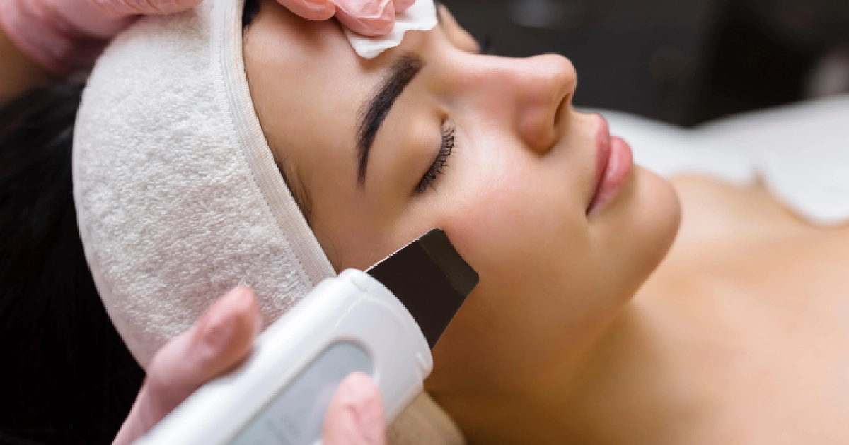Close-up of a woman receiving a MicroLaser Peel in Annapolis, MD at a spa.